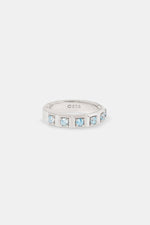 Polished Edge Blue Square Stone Ring - 6mm
